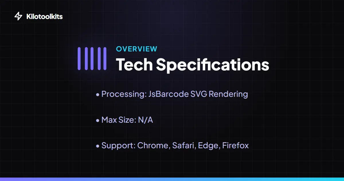 Technical Specifications - Free 1D Barcode Generator
