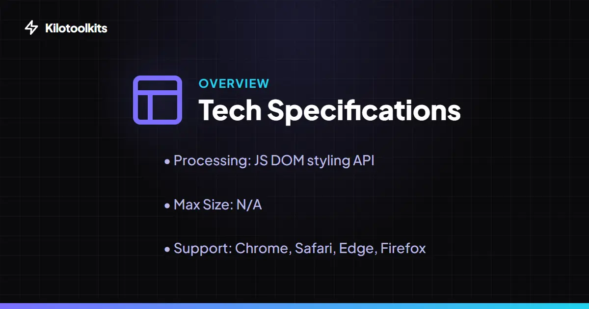 Technical Specifications - CSS Box Shadow Generator