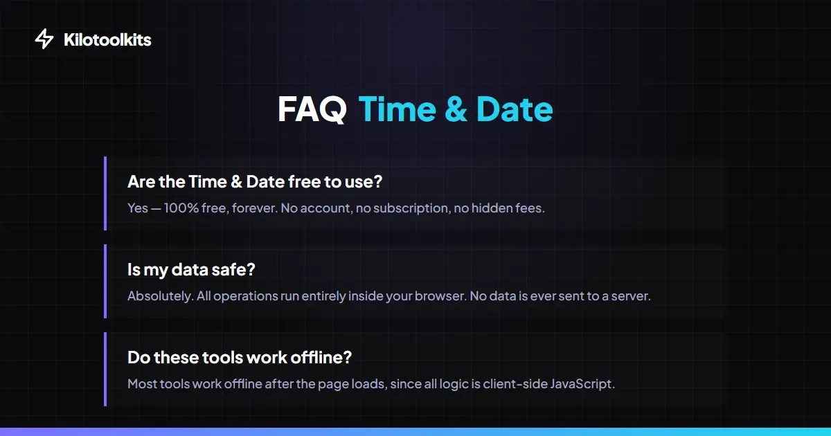 Time and Date Management Tools - Frequently Asked Questions about Time & Date