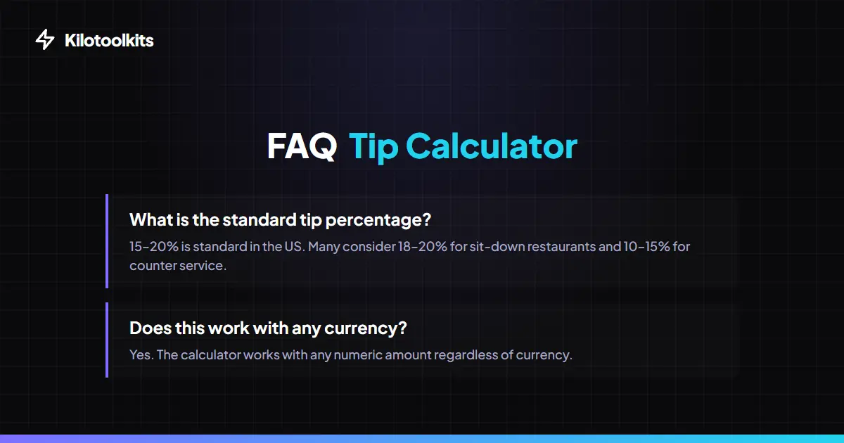 Frequently Asked Questions about Tip Calculator - Tip Calculator