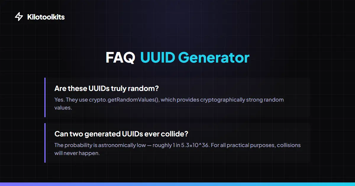 Frequently Asked Questions about Free Online UUID Generator - Free Online UUID Generator